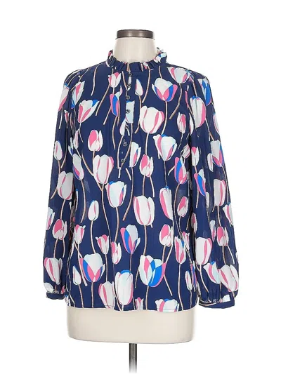 Pre-owned Talbots Long Sleeve Blouse In Blue