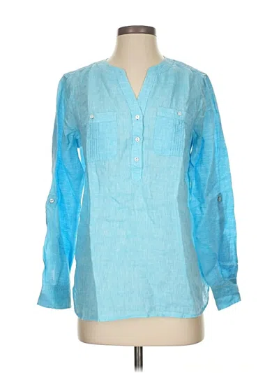 Pre-owned Talbots Long Sleeve Blouse In Blue