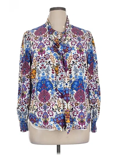 Pre-owned Talbots Long Sleeve Blouse In Blue