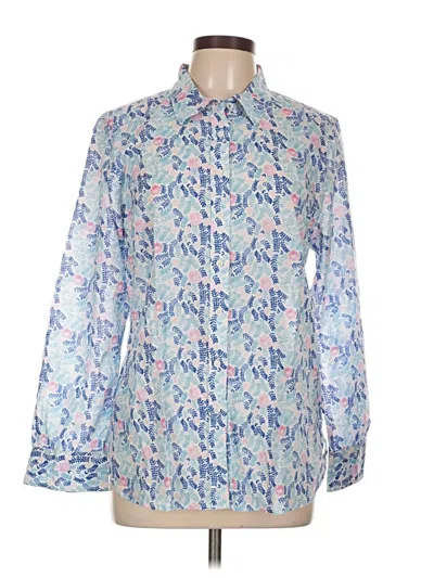 Pre-owned Talbots Long Sleeve Blouse In Blue