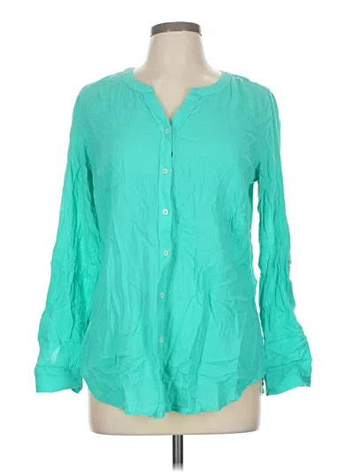 Pre-owned Talbots Long Sleeve Blouse In Blue