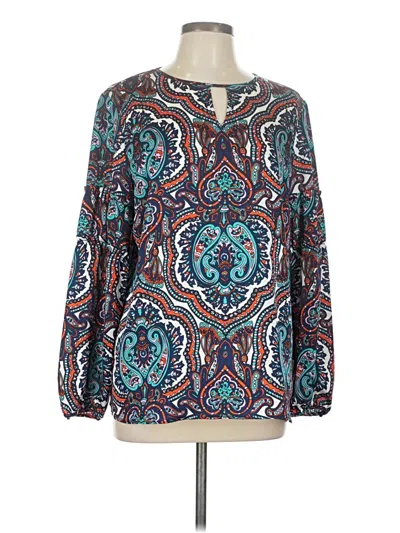 Pre-owned Talbots Long Sleeve Blouse In Blue