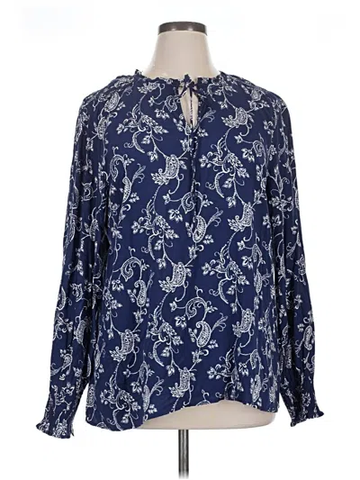 Pre-owned Talbots Long Sleeve Blouse In Blue