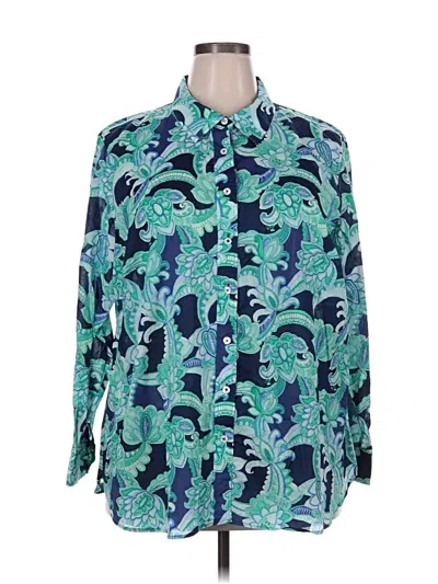 Pre-owned Talbots Long Sleeve Blouse In Blue