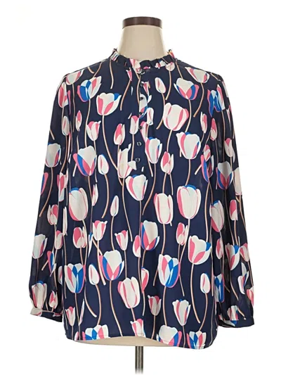 Pre-owned Talbots Long Sleeve Blouse In Blue