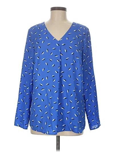 Talbots Long Sleeve Blouse In Blue