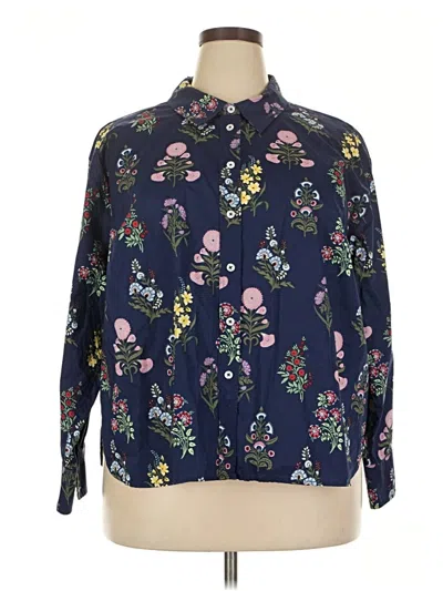 Pre-owned Talbots Long Sleeve Blouse In Blue