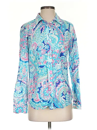 Pre-owned Talbots Long Sleeve Blouse In Blue