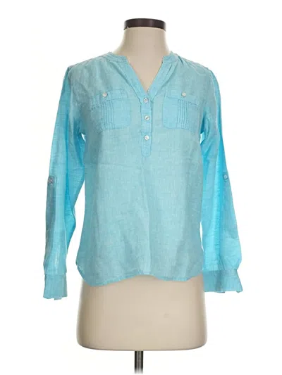 Pre-owned Talbots Long Sleeve Blouse In Blue