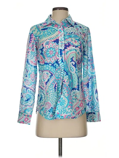 Pre-owned Talbots Long Sleeve Blouse In Blue