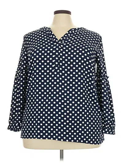 Talbots Long Sleeve Blouse In Blue