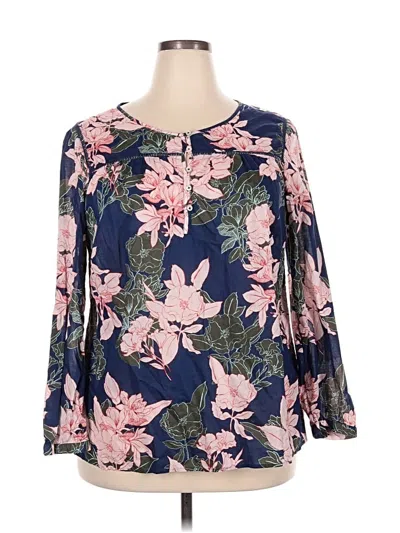 Pre-owned Talbots Long Sleeve Blouse In Blue