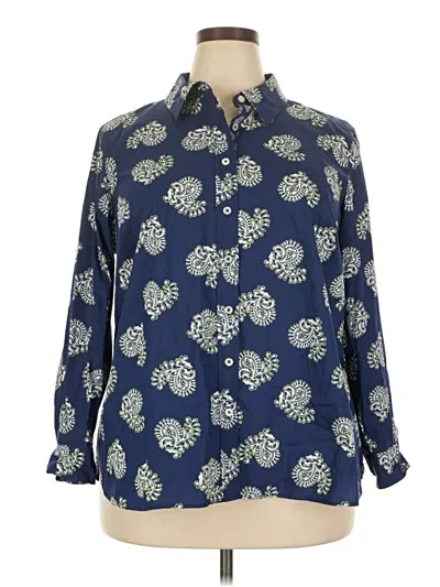 Pre-owned Talbots Long Sleeve Blouse In Blue