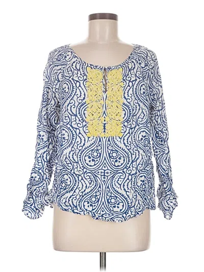 Pre-owned Talbots Long Sleeve Blouse In Blue