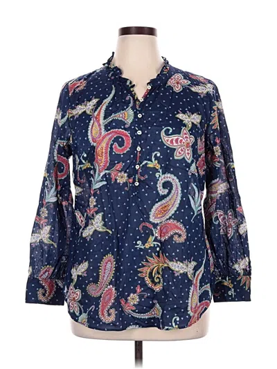 Pre-owned Talbots Long Sleeve Blouse In Blue
