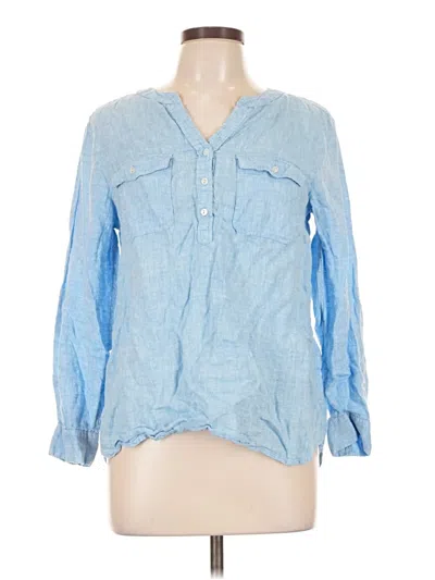 Pre-owned Talbots Long Sleeve Blouse In Blue