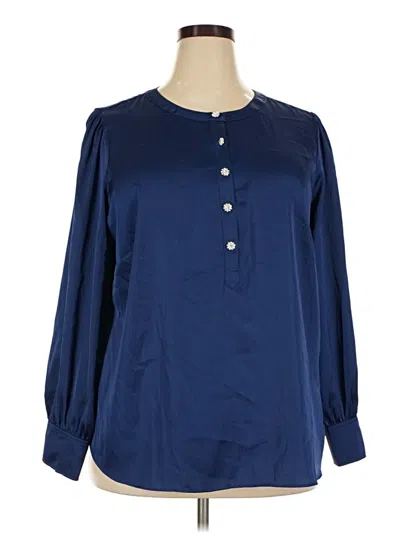 Talbots Long Sleeve Blouse In Blue
