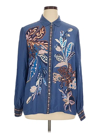 Talbots Long Sleeve Blouse In Blue
