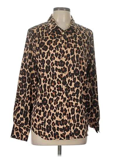 Pre-owned Talbots Long Sleeve Blouse In Brown