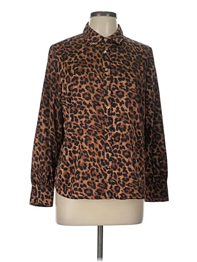 Pre-owned Talbots Long Sleeve Blouse In Brown
