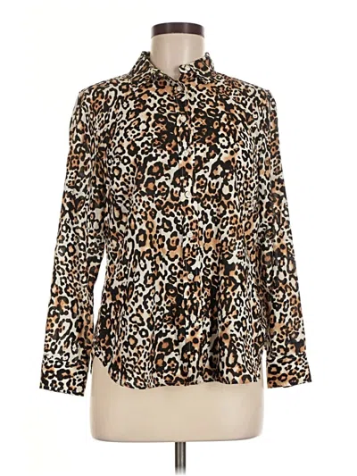 Pre-owned Talbots Long Sleeve Blouse In Brown