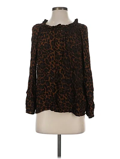 Pre-owned Talbots Long Sleeve Blouse In Brown