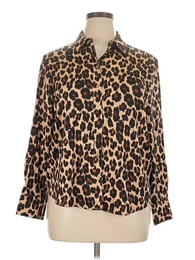 Talbots Long Sleeve Blouse In Brown
