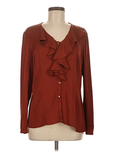 Pre-owned Talbots Long Sleeve Blouse In Burgundy