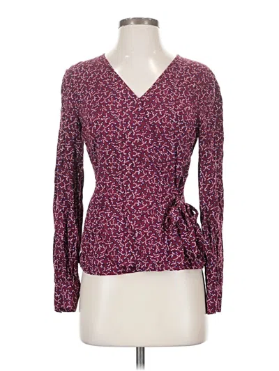 Pre-owned Talbots Long Sleeve Blouse In Burgundy
