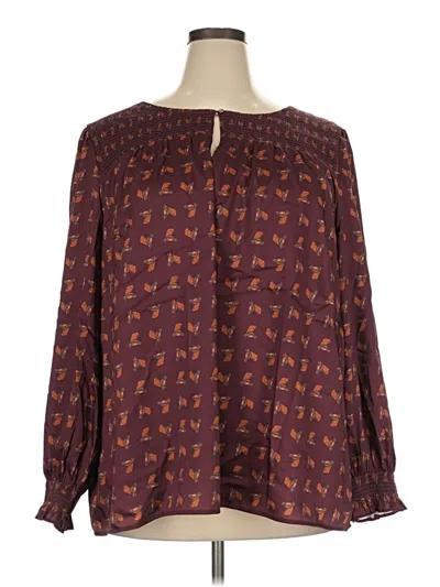 Pre-owned Talbots Long Sleeve Blouse In Burgundy