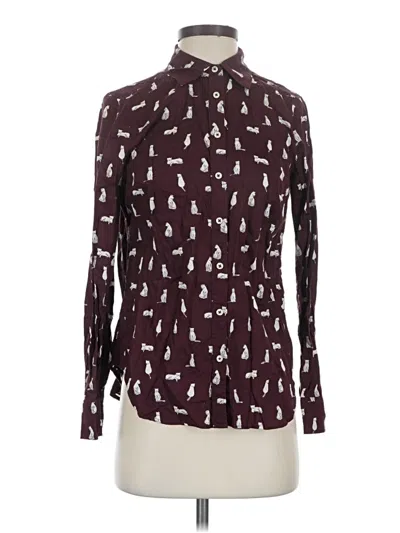 Pre-owned Talbots Long Sleeve Blouse In Burgundy