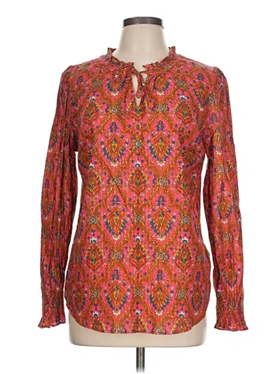 Pre-owned Talbots Long Sleeve Blouse In Red