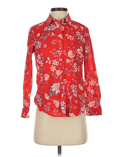 Pre-owned Talbots Long Sleeve Blouse In Red