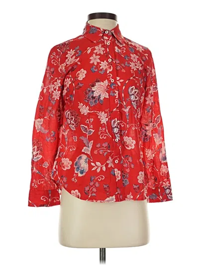Pre-owned Talbots Long Sleeve Blouse In Red