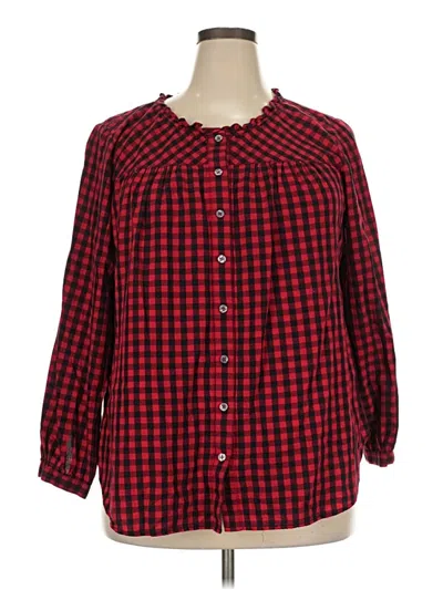 Pre-owned Talbots Long Sleeve Blouse In Red