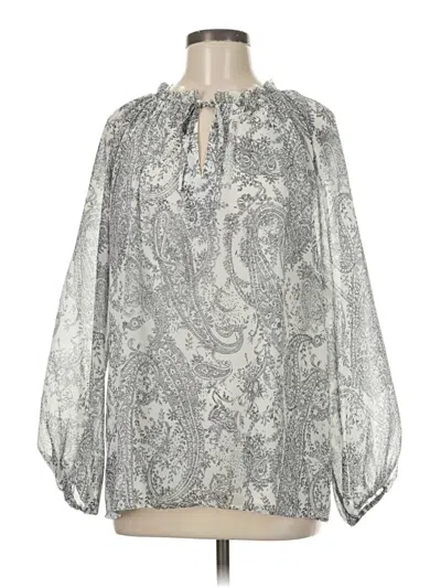 Pre-owned Talbots Long Sleeve Blouse In Silver