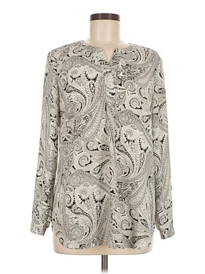 Pre-owned Talbots Long Sleeve Blouse In Silver