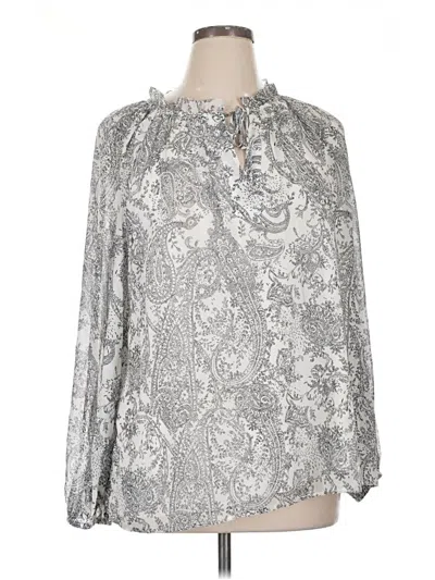 Pre-owned Talbots Long Sleeve Blouse In Silver