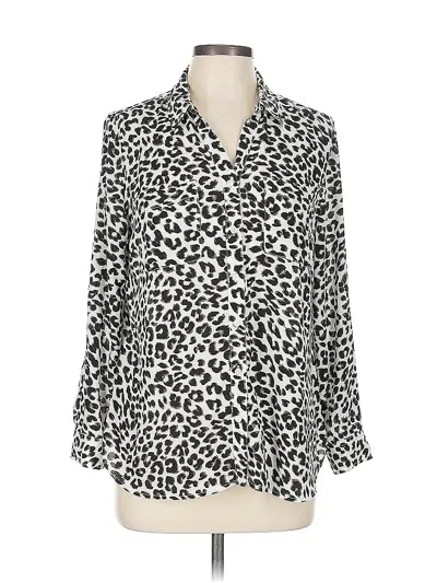 Pre-owned Talbots Long Sleeve Blouse In White