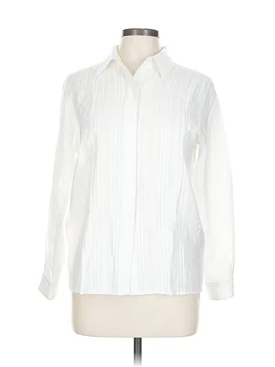 Pre-owned Talbots Long Sleeve Blouse In White