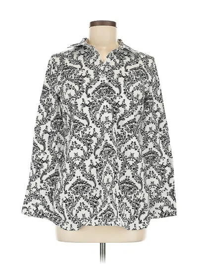 Pre-owned Talbots Long Sleeve Blouse In White