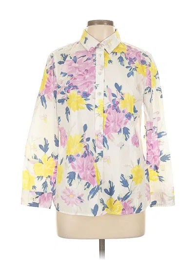 Pre-owned Talbots Long Sleeve Blouse In White