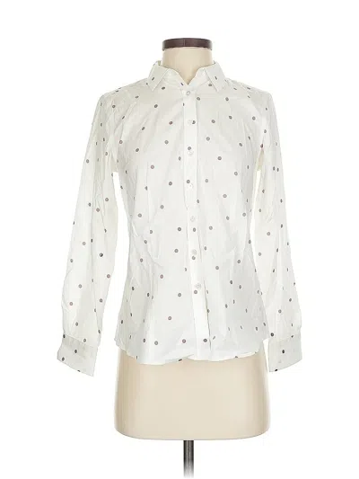 Pre-owned Talbots Long Sleeve Blouse In White