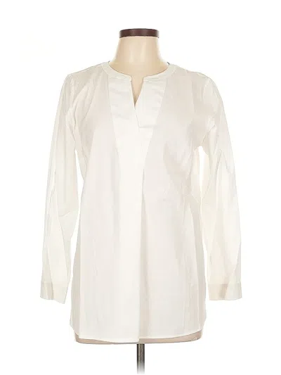 Pre-owned Talbots Long Sleeve Blouse In White