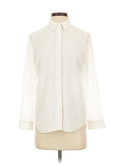 Pre-owned Talbots Long Sleeve Blouse In White