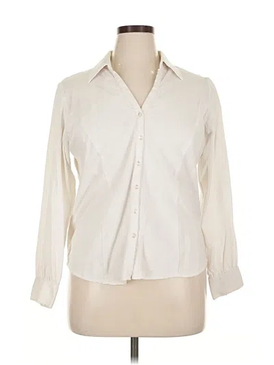 Pre-owned Talbots Long Sleeve Blouse In White