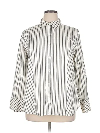 Pre-owned Talbots Long Sleeve Blouse In White