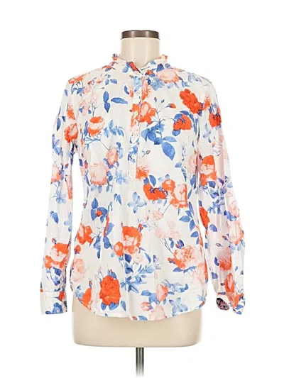 Pre-owned Talbots Long Sleeve Blouse In White