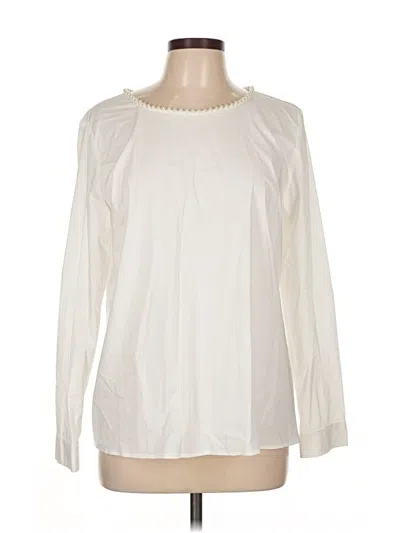 Pre-owned Talbots Long Sleeve Blouse In White