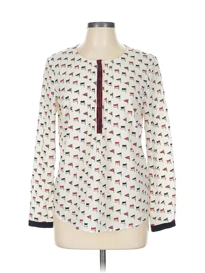 Pre-owned Talbots Long Sleeve Blouse In White